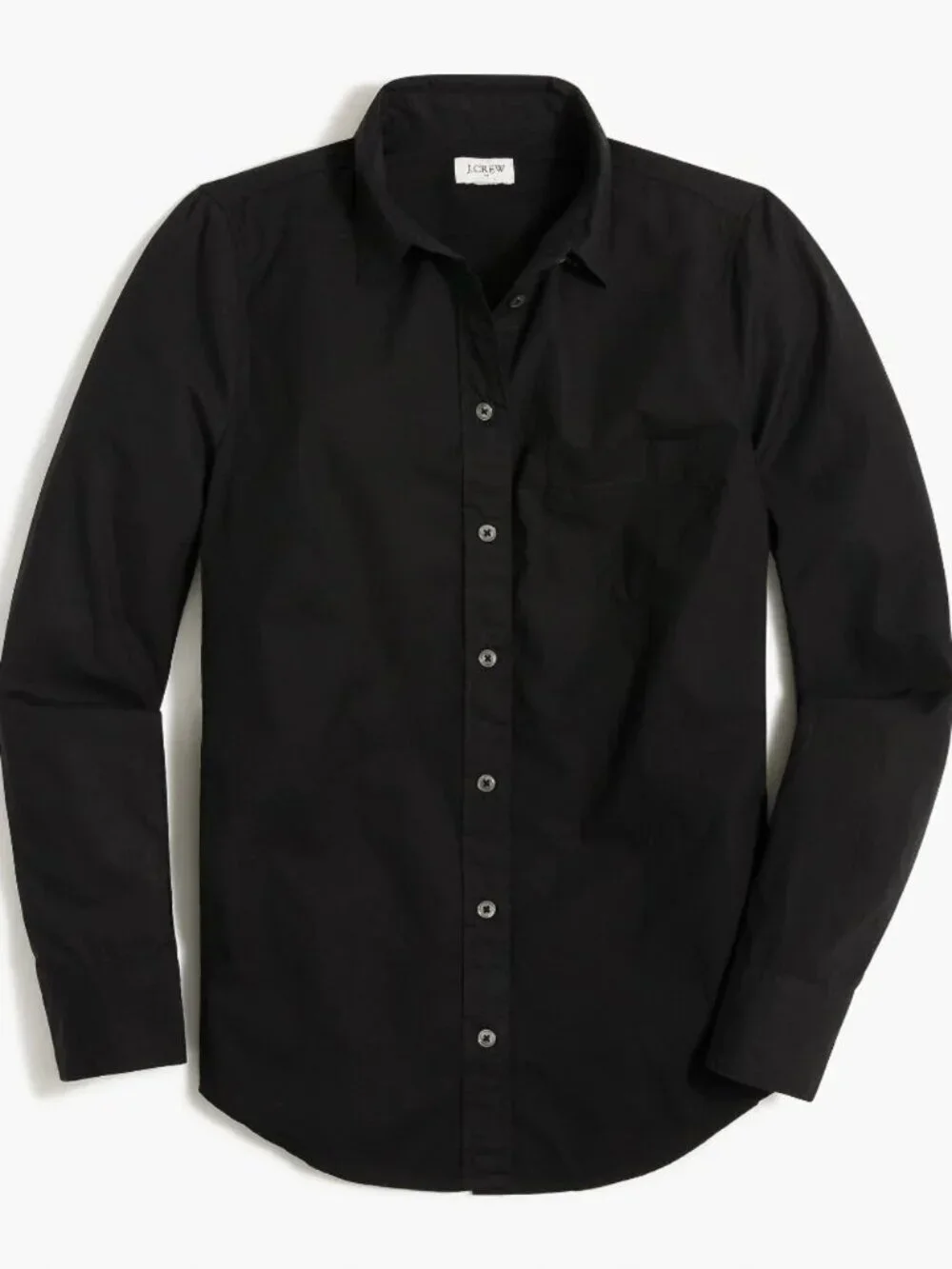 NWT J. Crew Petite Size XS XSP Black Button Up 100% Cotton Poplin Shirt NEW